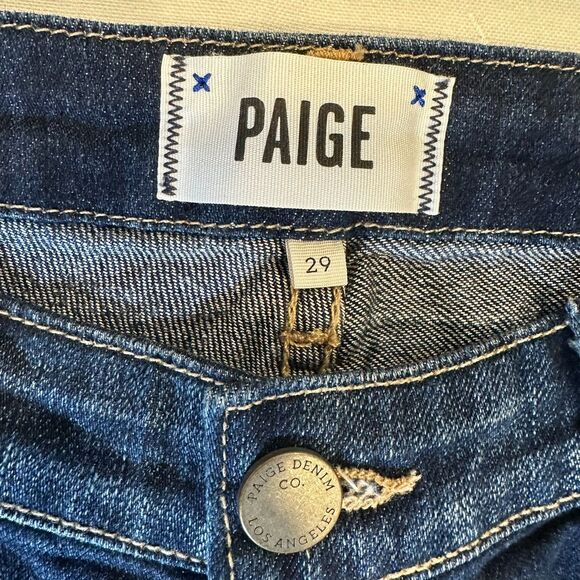 Paige Size-29 Womens Jeans Skyline Boot Dark Maternity Whiskered Distressed - Picture 3 of 16